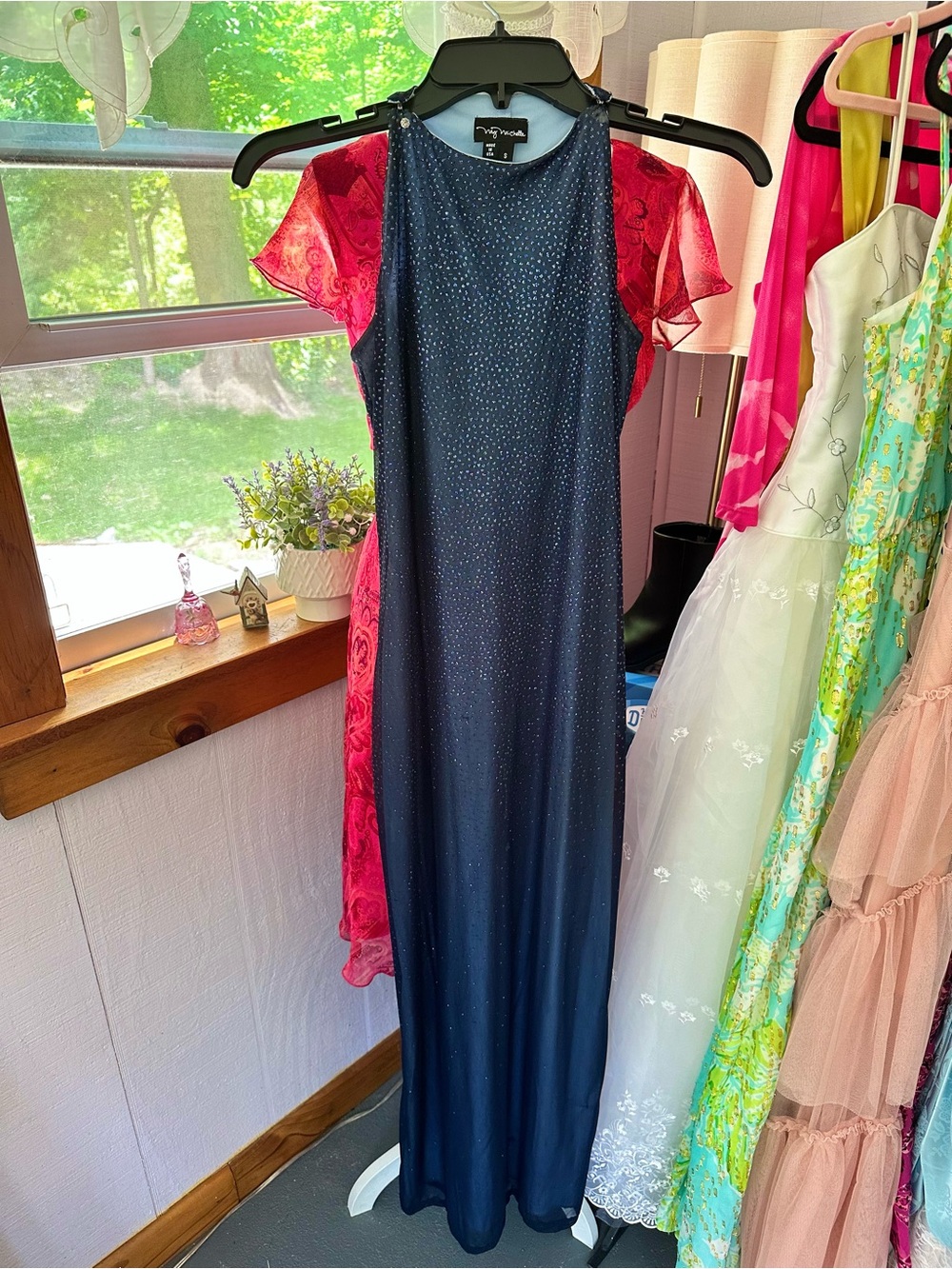 My Michelle Navy Sparkle Maxi Dress with Subtle Sheen